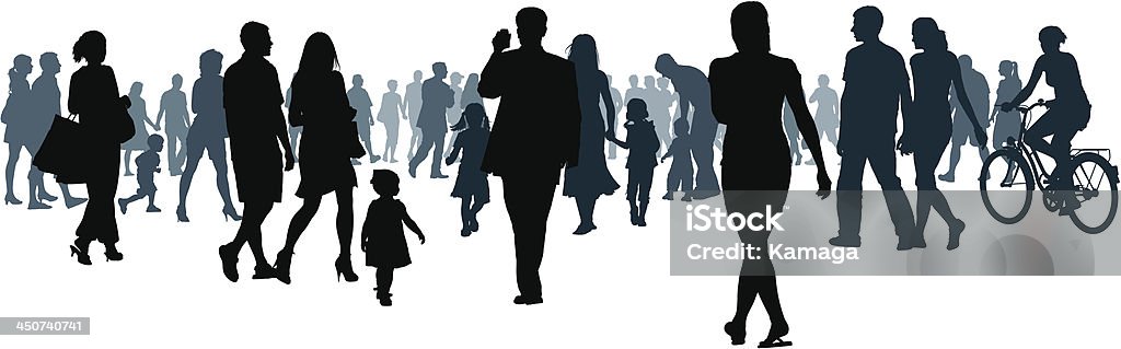 The future Crowd of people walking. People are going to the light. People stock vector