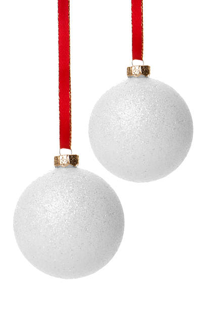istock Christmas, Christmas balls white hanging isolated 450742721