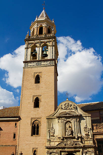 башня колокола в андалузском церковь - malaga seville cadiz andalusia стоковые фото и изображения