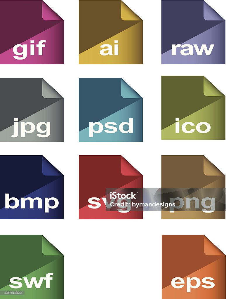 flat icons  image formats set vector icons image formats set isolated on white Abstract stock vector