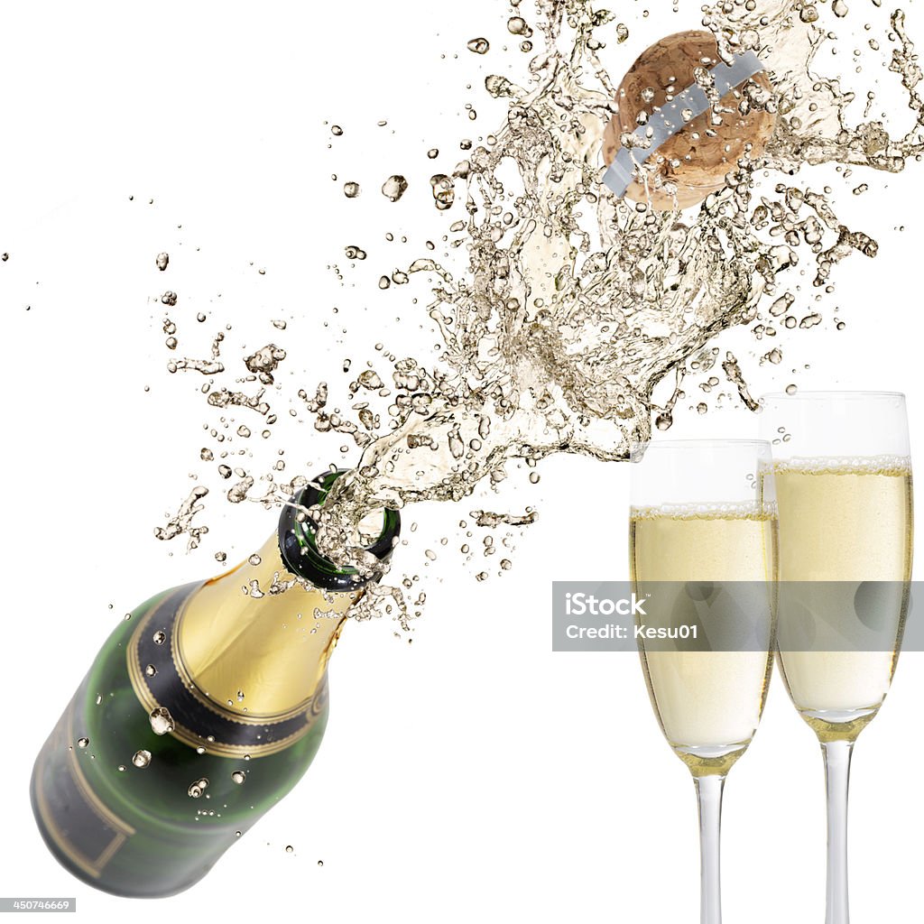 Champagne explosion Close-up of champagne explosion. Celebration theme. Champagne Cork Stock Photo