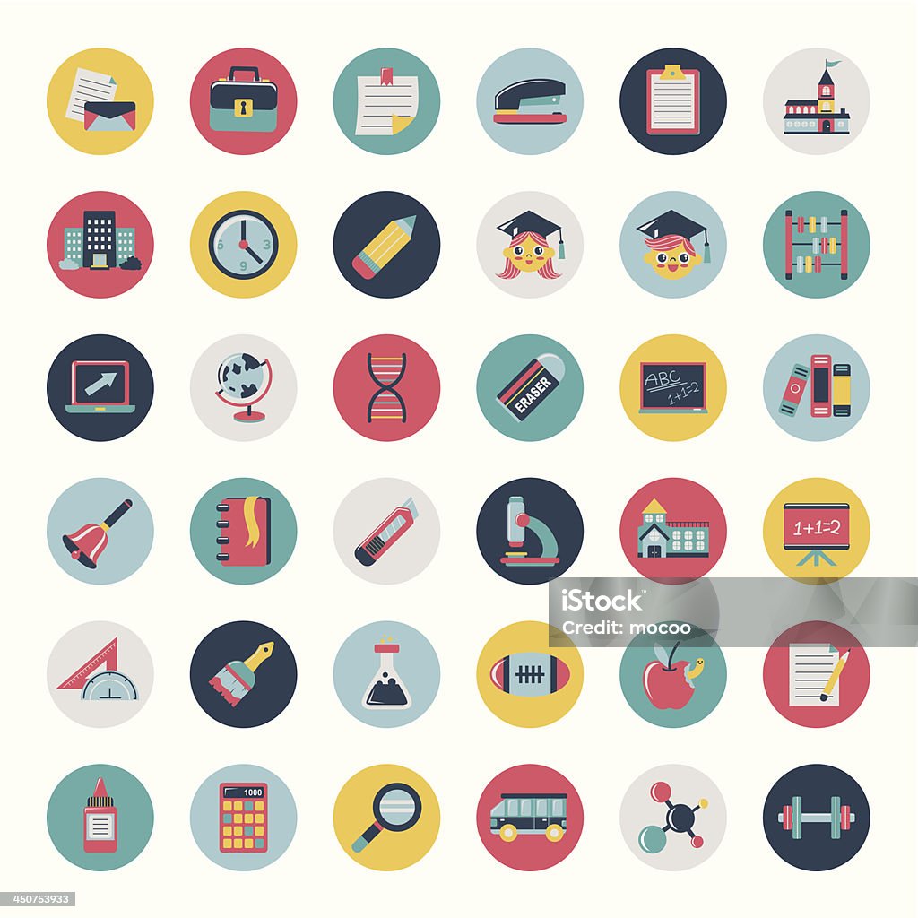 Set of Retro flat education icons,back to school Apartment stock vector