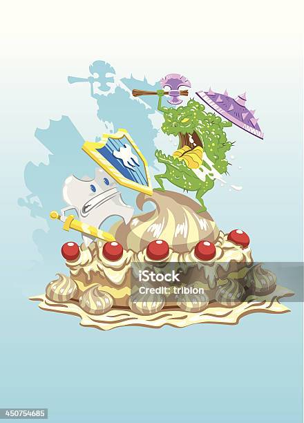 Diente И Бактерий — стоковая векторная графика и другие изображения на тему Драться - Драться, Торт, Агрессия