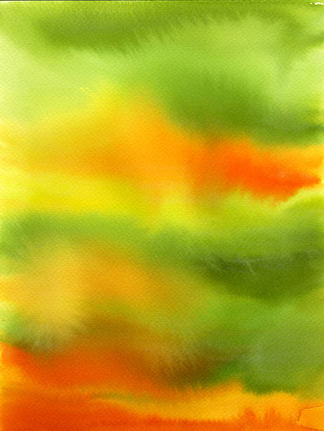 akwarela tło zielony pomarańczowy - backgrounds textured textured effect green background stock illustrations