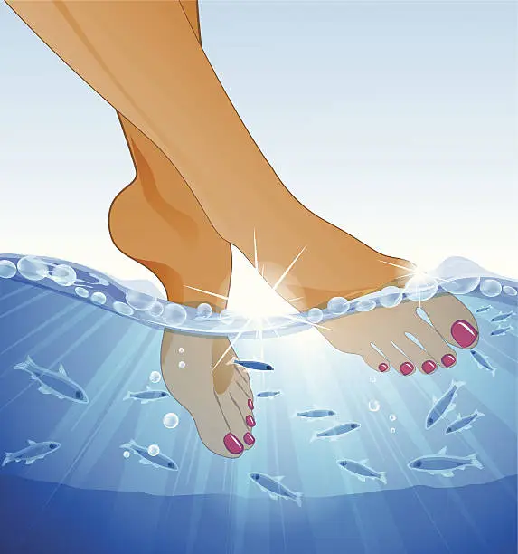 Vector illustration of fish spa treatment