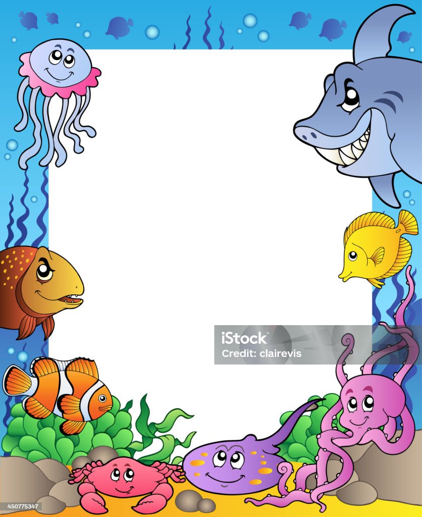 Monture avec poissons de mer 1 - clipart vectoriel de Bordure libre de droits