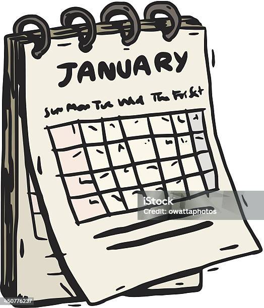 일정 1월 1월에 대한 스톡 벡터 아트 및 기타 이미지 - 1월, 공휴일, 그리기