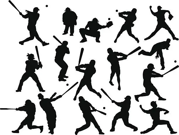 Vector illustration of Baseball silhouettes