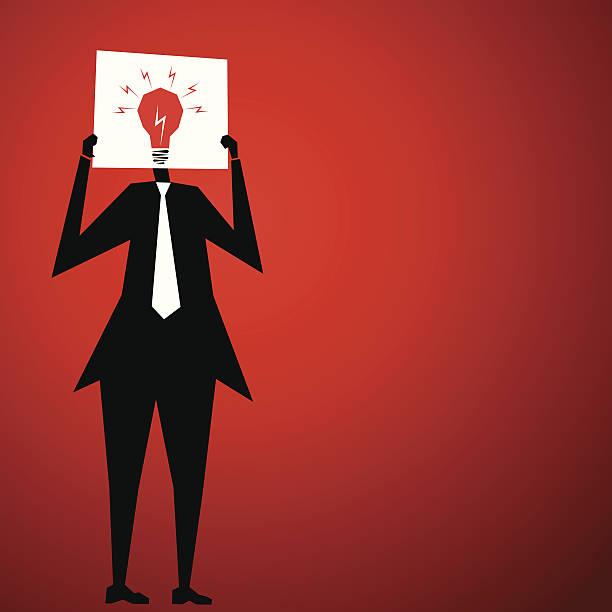 new idea men cover his face by bulb design poster stock vector man with a light bulb over his head stock illustrations
