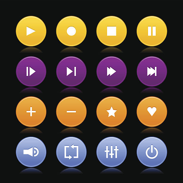 istock Media player video audio yellow purple orange blue circle icon 450795351