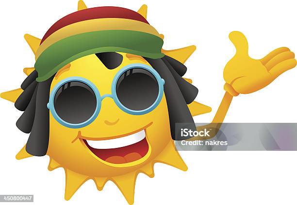 Счастливый Растаман Солнце Мультяшный — стоковая векторная графика и другие изображения на тему Растаман - Растаман, Блестящий, Векторная графика