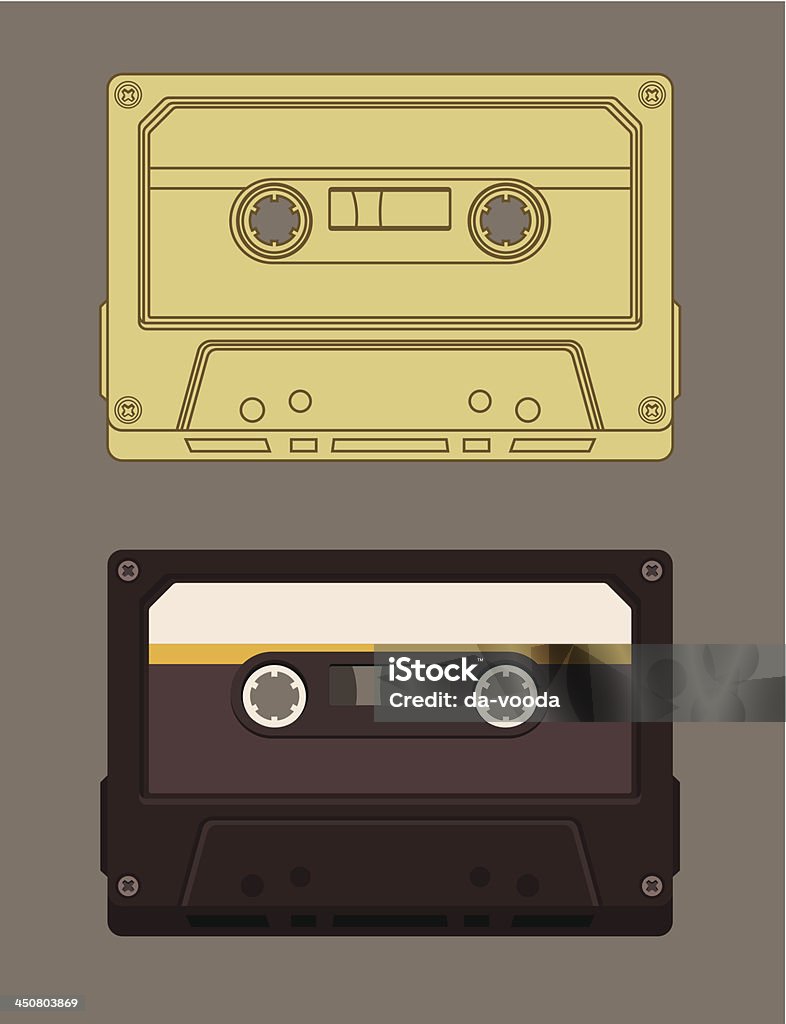 Old-fashioned musique cassette - clipart vectoriel de 1980-1989 libre de droits