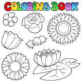 Coloring Book With Flowers Set Stock Illustration - Download Image Now -  Coloring, Flower, Sunflower - Istock