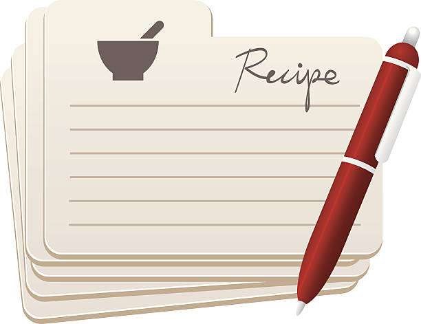 Graphic image of blank recipe cards and a pen vector art illustration