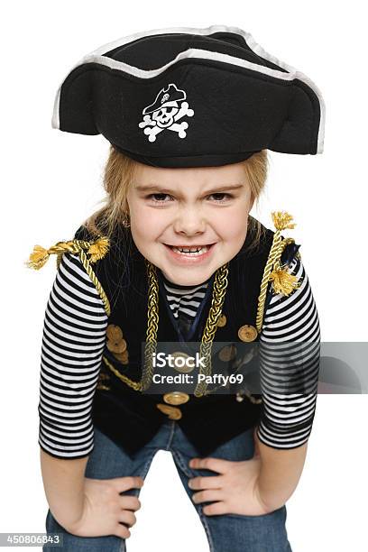 Grinning Little Girl Wearing Pirate Costume Stock Photo - Download Image Now - Child, Pirate - Criminal, Humor