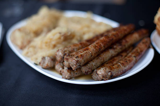Sausages and Sauerkraut stock photo