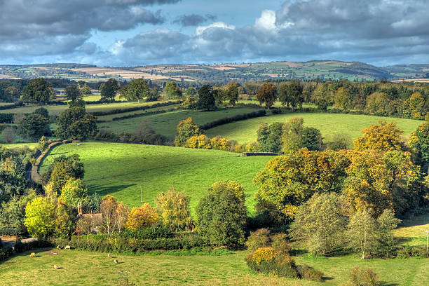 Rural Shropshire Shropshire countryside near Ludlow, England. ludlow shropshire stock pictures, royalty-free photos & images