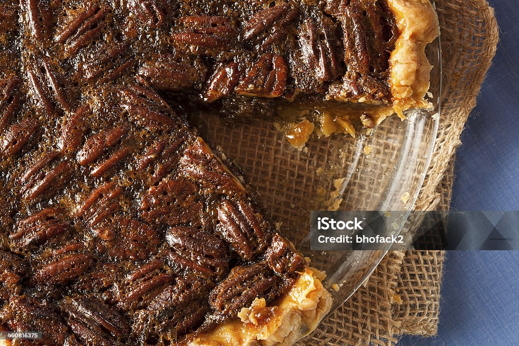 Homemade Delicious Pecan Pie Homemade Delicious Pecan Pie for the Holidays Baked Stock Photo