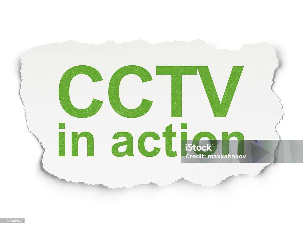 Privacy concept: CCTV In action on Paper background Privacy concept: torn paper with words CCTV In action on Paper background, 3d render Accessibility Stock Photo