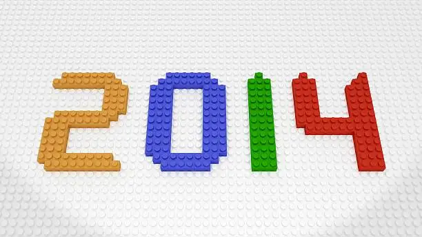 New Year 2014 - Colorful Bricks on White BasePlate