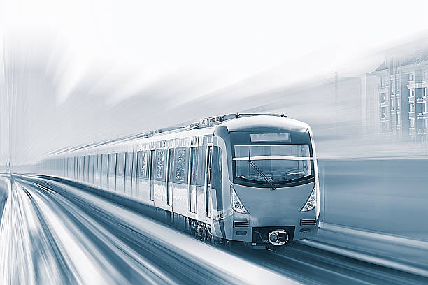 istock High-speed train passing station with motion blur 450816847