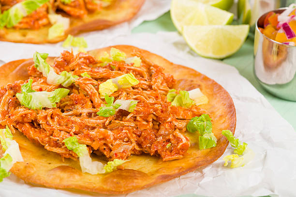 istock A close up of a tostada with shredded lettuce 450820883