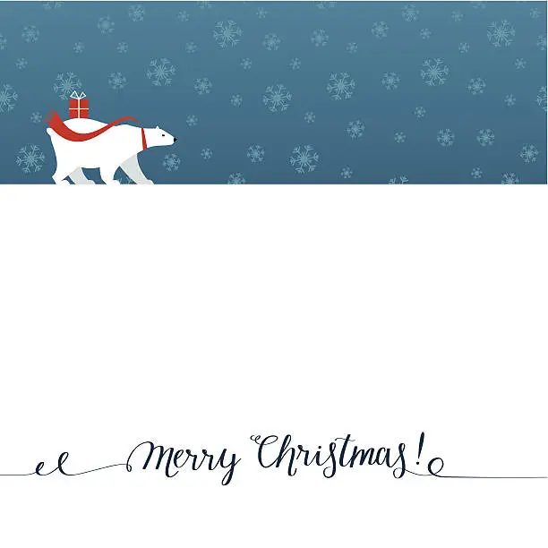 Vector illustration of Christmas greeting card with polar bear