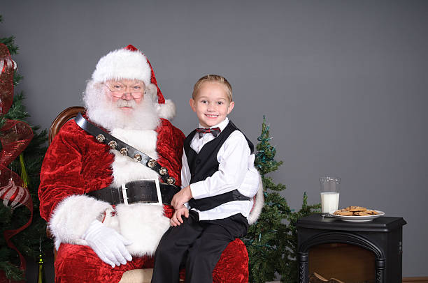 Real Santa Claus with Child stock photo