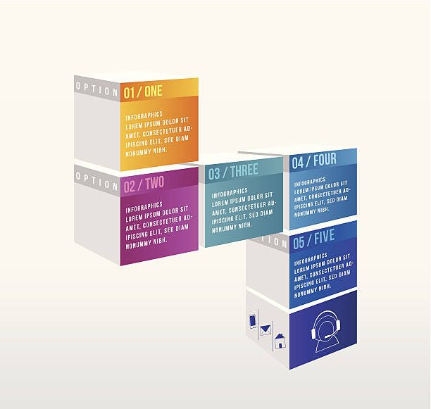 infografiki sześciennych - orange visualization built structure cube stock illustrations