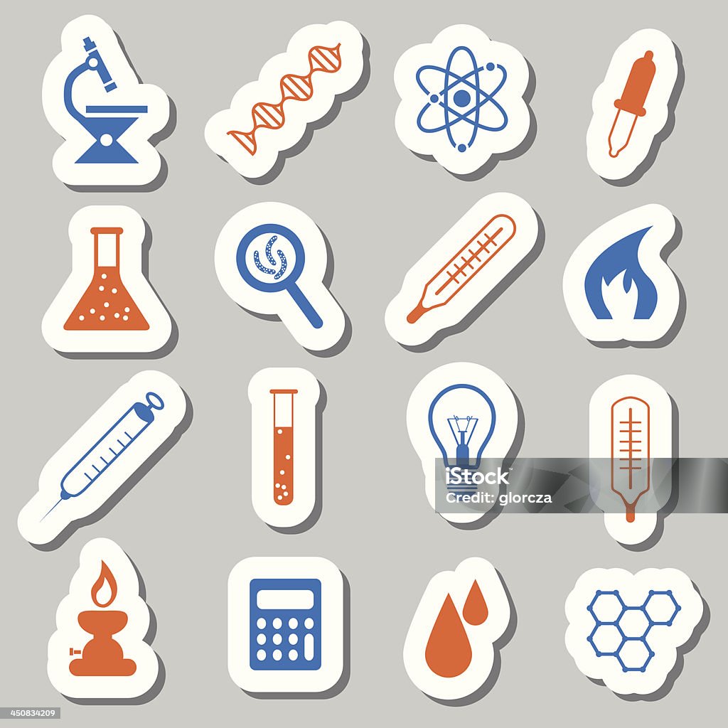 Cute Labatory Stickers Laboratory Stickers Stock Illustration - Download Image Now - Atom ...