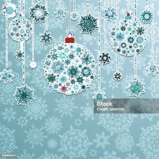 Niebieskie Tło Z Boże Narodzenie Piłki Eps 8 - Stockowe grafiki wektorowe i więcej obrazów Abstrakcja - Abstrakcja, Bez ludzi, Beżowy