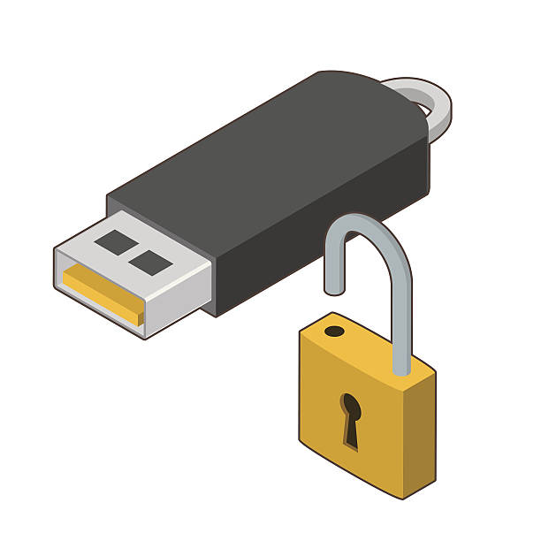 Pamięć USB, odblokowane Ilustracja wektorowa – artystyczna grafika wektorowa