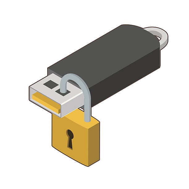Pamięć USB, zablokowane, Ilustracja wektorowa – artystyczna grafika wektorowa
