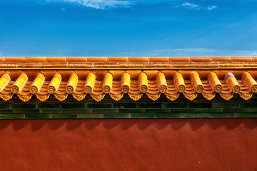 Chinese red vintage empty wall