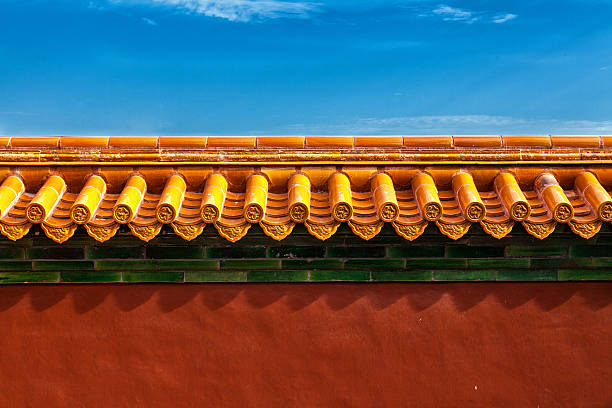 Chinese red vintage empty wall stock photo