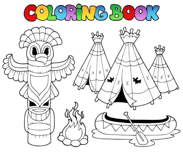 Vector illustration of Coloring book with totem