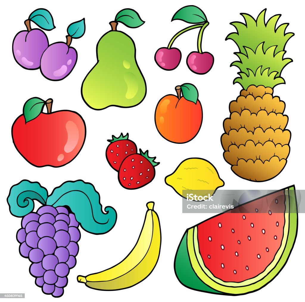 Colección de imágenes de frutas - arte vectorial de Alimento libre de derechos