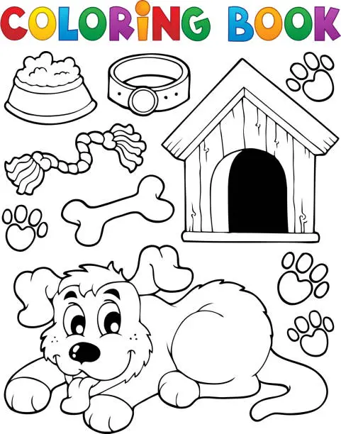 Vector illustration of Coloring book dog theme 2