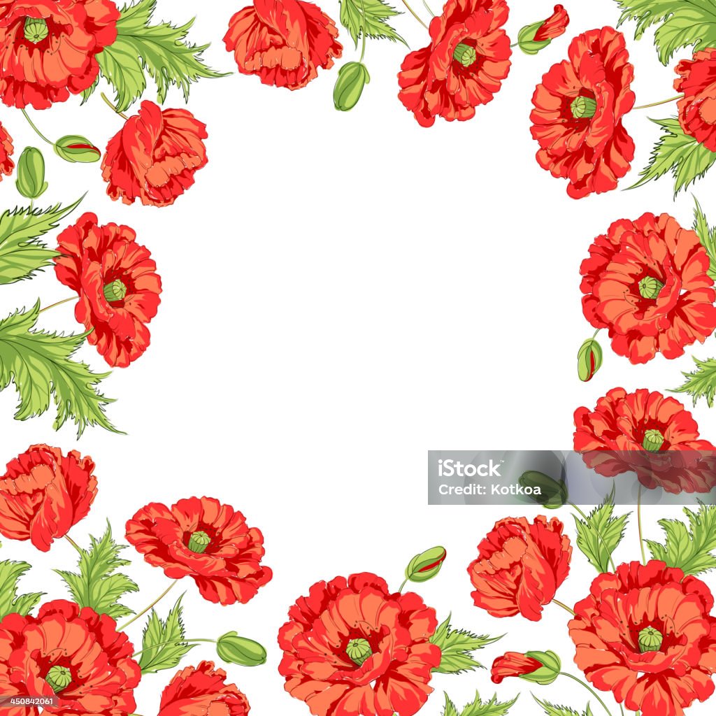 Cadre avec couronne de fleurs de coquelicots - clipart vectoriel de Abstrait libre de droits