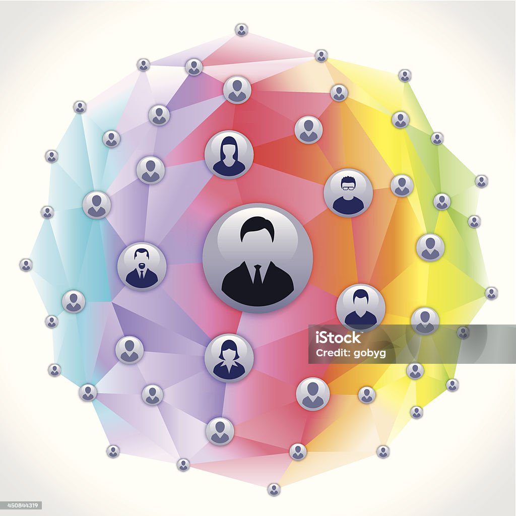 Concepto de red Social plano - arte vectorial de Arco iris libre de derechos