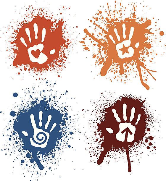 spray ręce - handprint human hand pattern white background stock illustrations