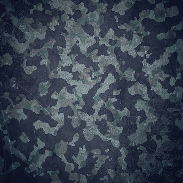Grunge military background in blue Grunge military background. Camouflage pattern over american flag, scratched camo background stock illustrations