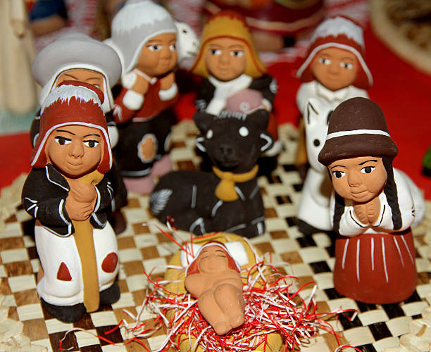 istock Peruvian ethnic Nativity set hand made with terracotta and clay 450850203