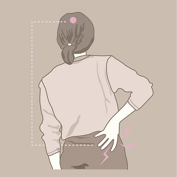 brainbackache - back rear view backache posture stock illustrations