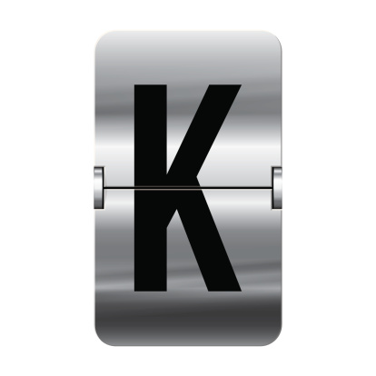 Silver flipboard letter k - departure board