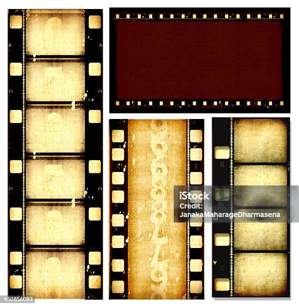 Several Examples Of Old Film Tapes Stock Photo - Download Image Now - Antique, Border - Frame, Camera - Photographic Equipment