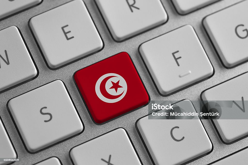 Tunis flag on a laptop Authority Stock Photo