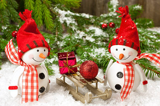 istock Christmas still life with two smiling snowmen 450866747