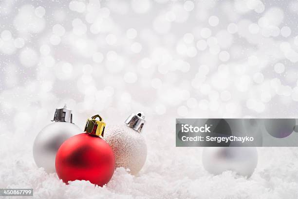 Christmas Balls On Abstract Background Stock Photo - Download Image Now - Backgrounds, Celebration, Cheerful