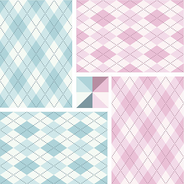 Motif argyle nouveau-né ensemble motif sans couture - Illustration vectorielle